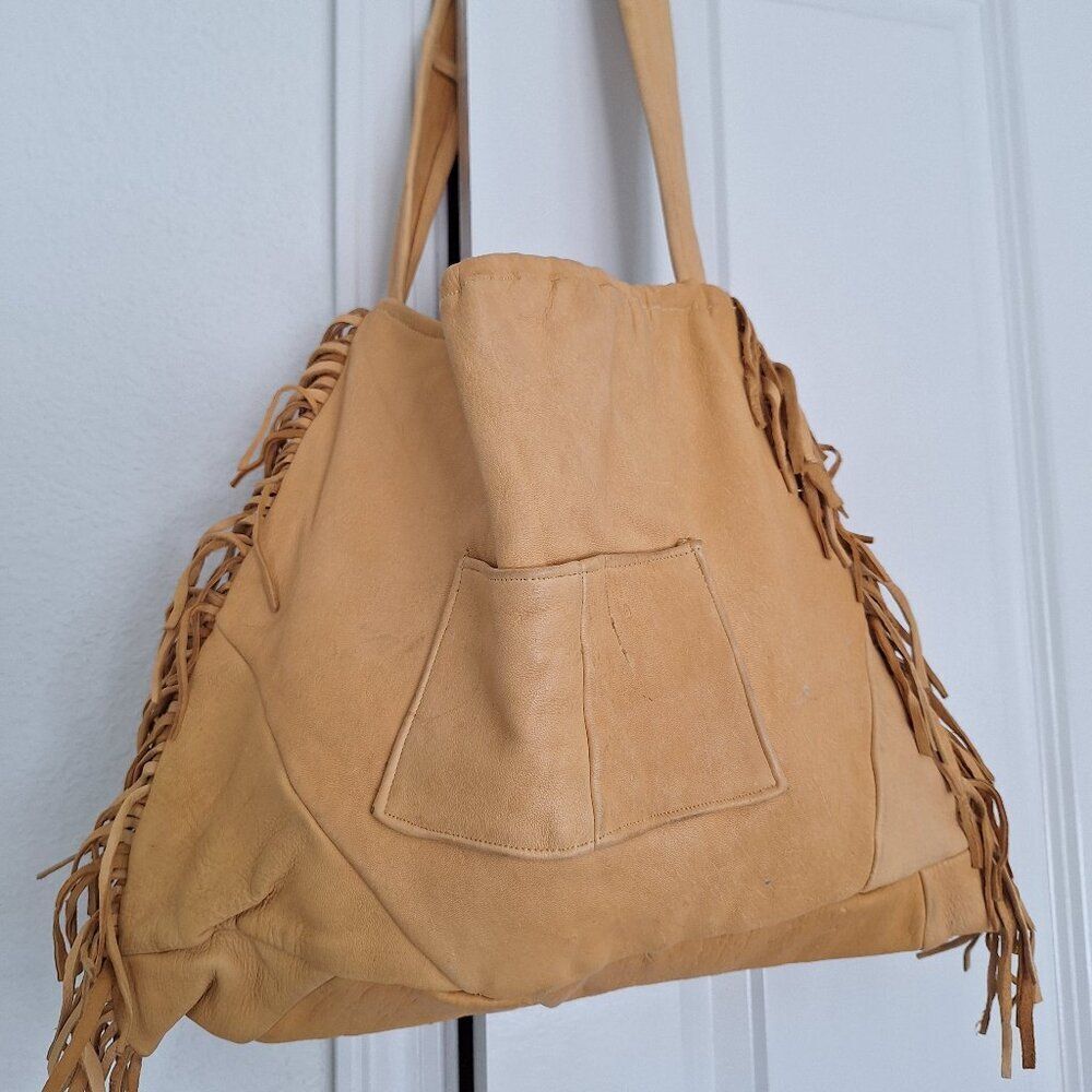 Hand Made‎ Yellow Soft Leather Hobo bag